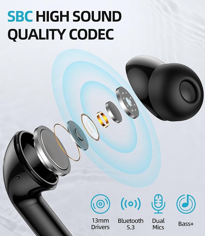 GadgetWala Bluetooth Wireless Earbuds with LED Display & Type-C Fast Charging | Deep Bass | Auto Pairing | Touch Control