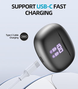 GadgetWala Bluetooth Wireless Earbuds with LED Display & Type-C Fast Charging | Deep Bass | Auto Pairing | Touch Control