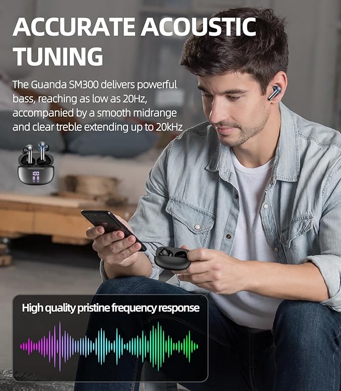 GadgetWala Bluetooth Wireless Earbuds with LED Display & Type-C Fast Charging | Deep Bass | Auto Pairing | Touch Control