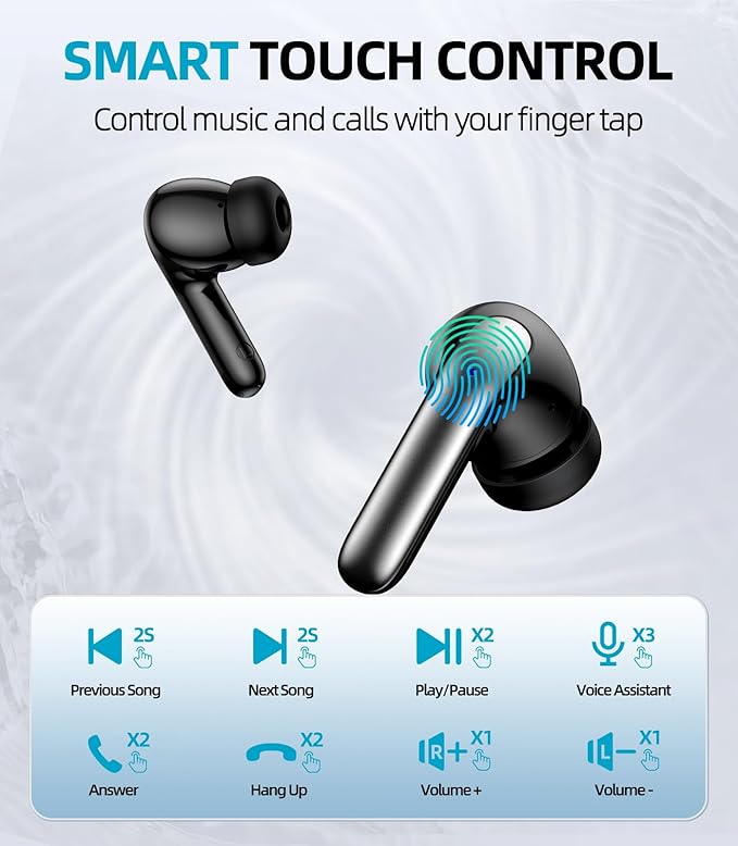 GadgetWala Bluetooth Wireless Earbuds with LED Display & Type-C Fast Charging | Deep Bass | Auto Pairing | Touch Control