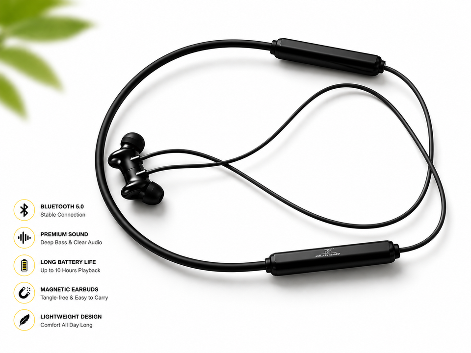 Gadget Wala Pro Neckband Bluetooth Earphones | HD Mic | Noise Isolation | All-Day Comfort